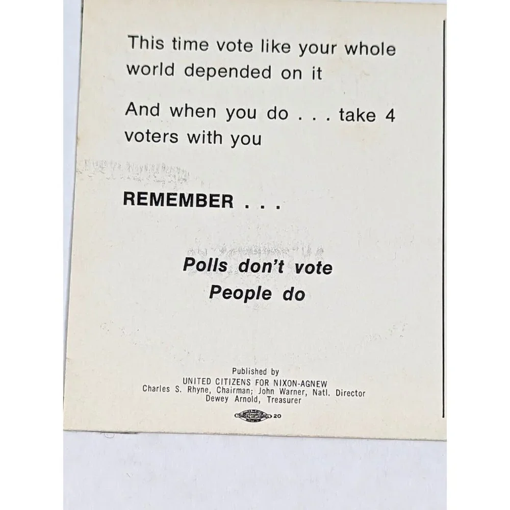 Vintage‎ Postcard Richard Nixon & Agnew 1972 Political Advertising Playing Piano